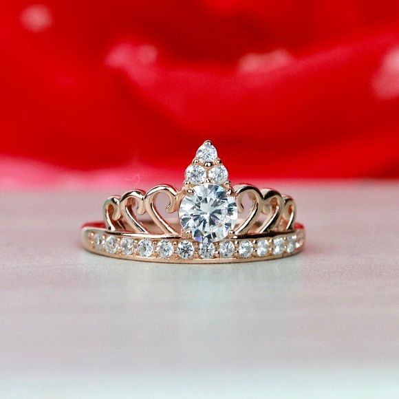 14K Rose Gold Tiara Princess Crown Ring - Picture 1 of 3